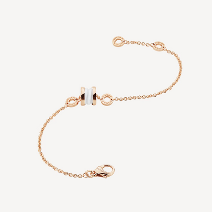 [Bijoux Regalia] BRACELET ZERO 1 EN OR ROSE DOUX ET CÉRAMIQUE BLANCHE