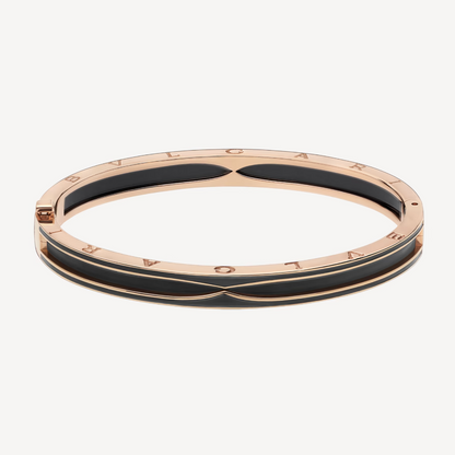 [Joyas Regalia] PULSERA ZERO 1 DE ORO ROSA CON CERÁMICA NEGRA MATE