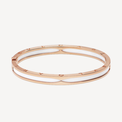 [Joyas Regalia] PULSERA ZERO 1 DE ORO ROSA CON CERÁMICA BLANCA
