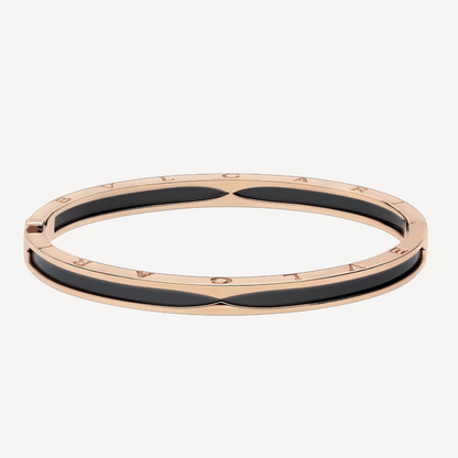[Joyas Regalia] PULSERA ZERO 1 DE ORO ROSA CON CERÁMICA NEGRA