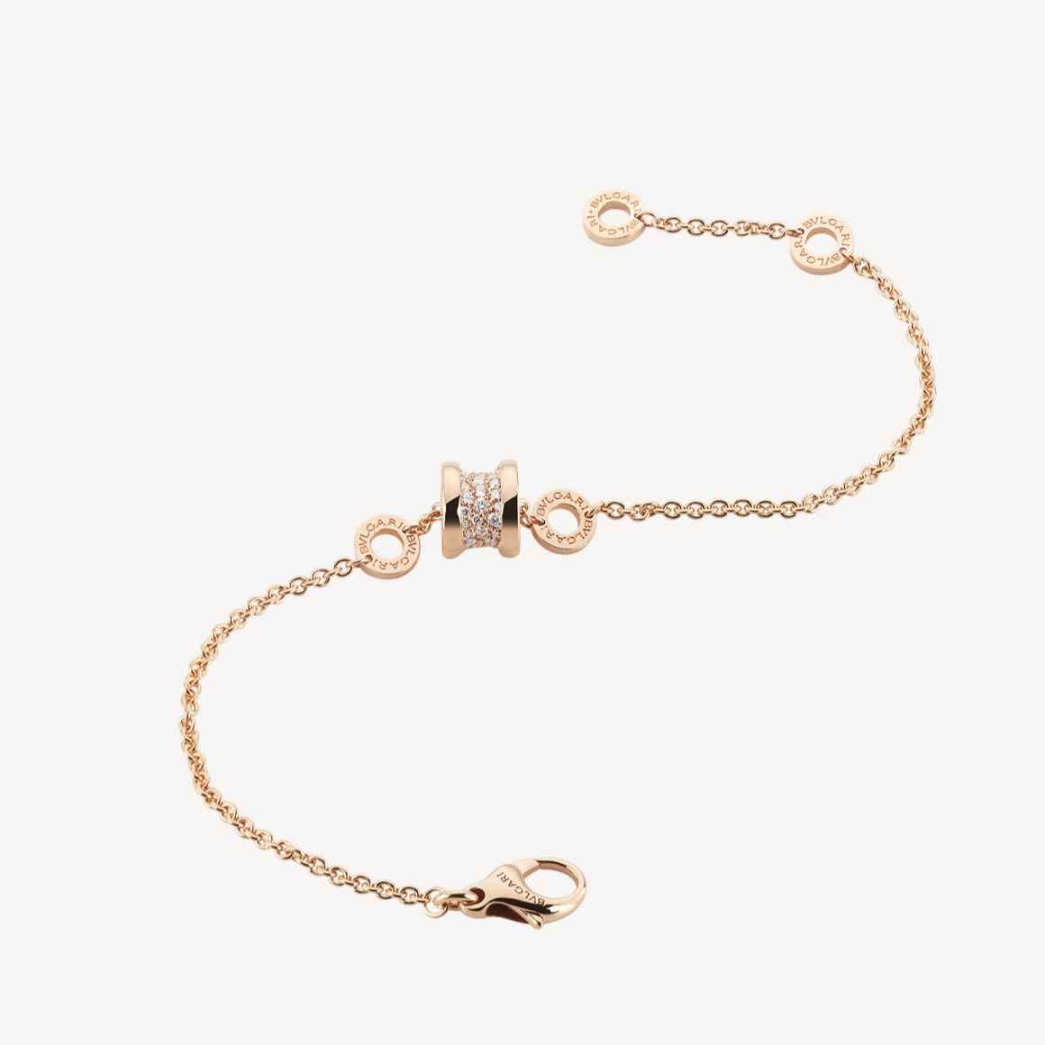 [Joyas Regalia] PULSERA EN ESPIRAL DE ORO ROSA SUAVE ZERO 1 CON DIAMANTES PAVADOS