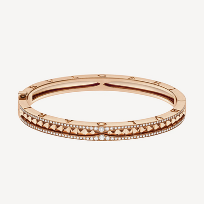 [Joyas Regalia] PULSERA DE ORO ROSA CON ESPIRAL Y DIAMANTES PAVÉ ZERO 1
