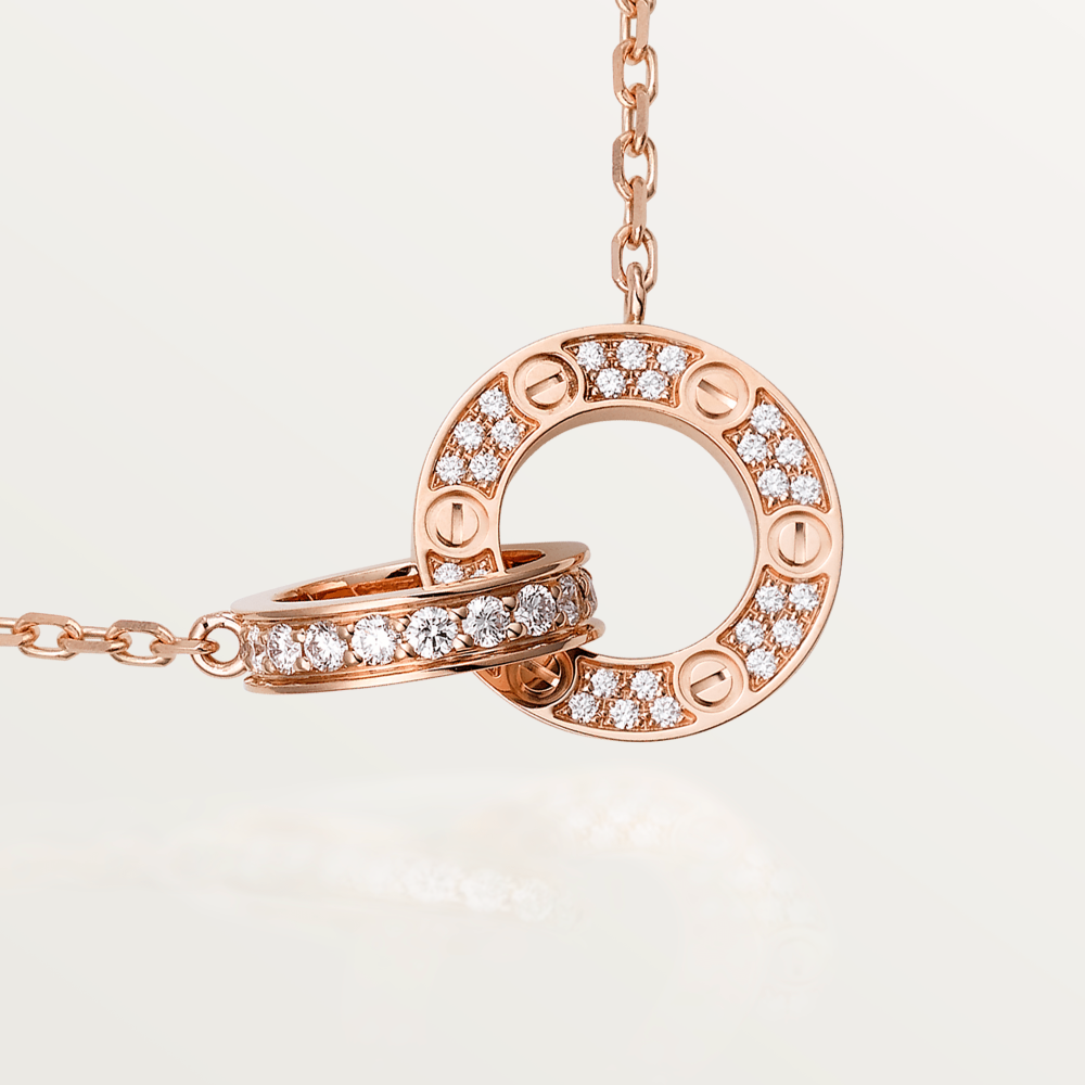 [Joyas Regalia] COLLAR LOVE DE 7,6 MM EN ORO ROSA Y PLATA CON DIAMANTES