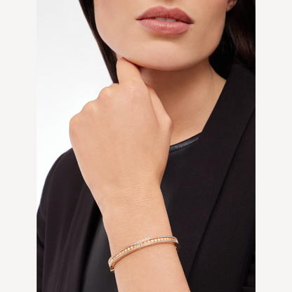 [Joyas Regalia] PULSERA DE ORO ROSA CON ESPIRAL Y DIAMANTES PAVÉ ZERO 1