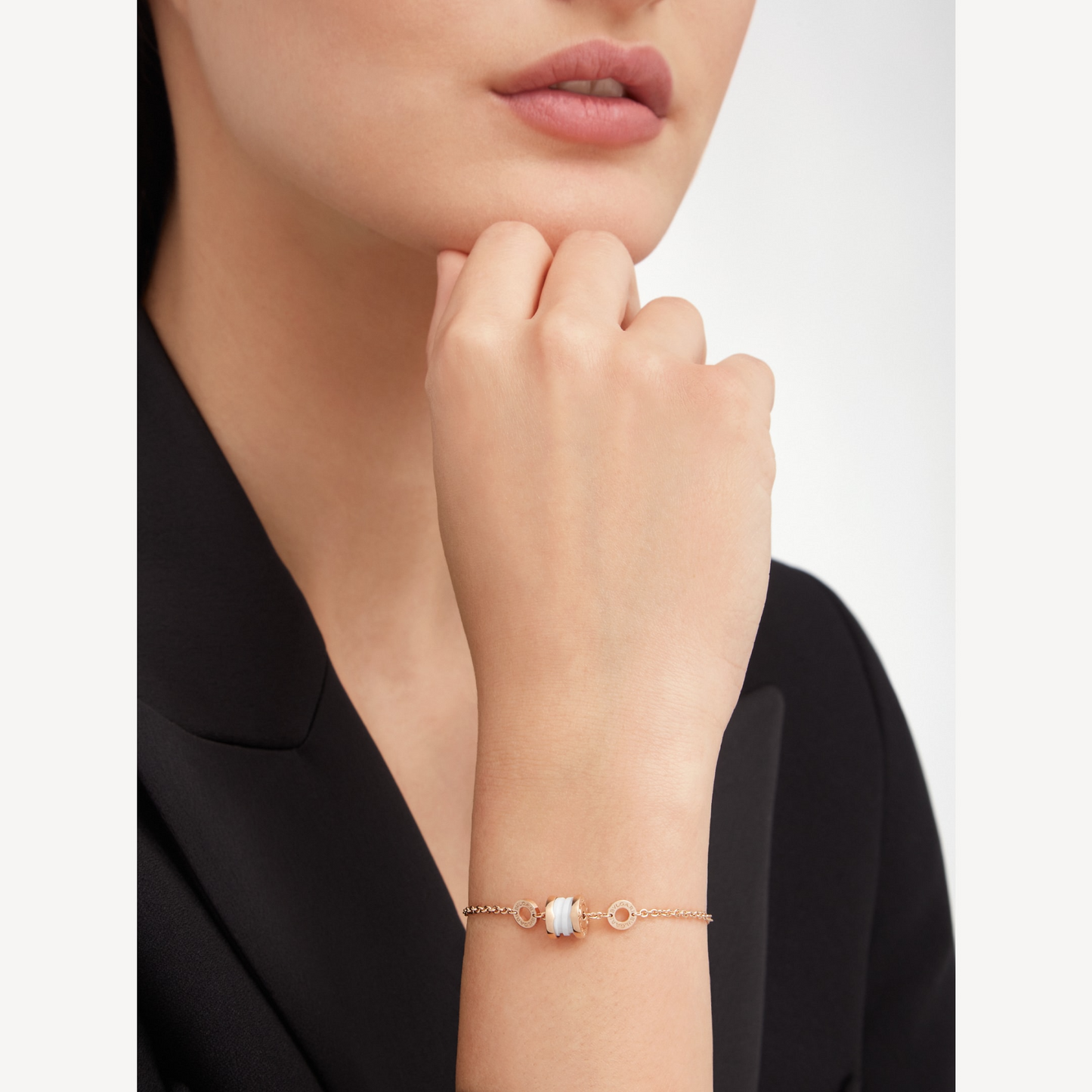 [Bijoux Regalia] BRACELET ZERO 1 EN OR ROSE DOUX ET CÉRAMIQUE BLANCHE