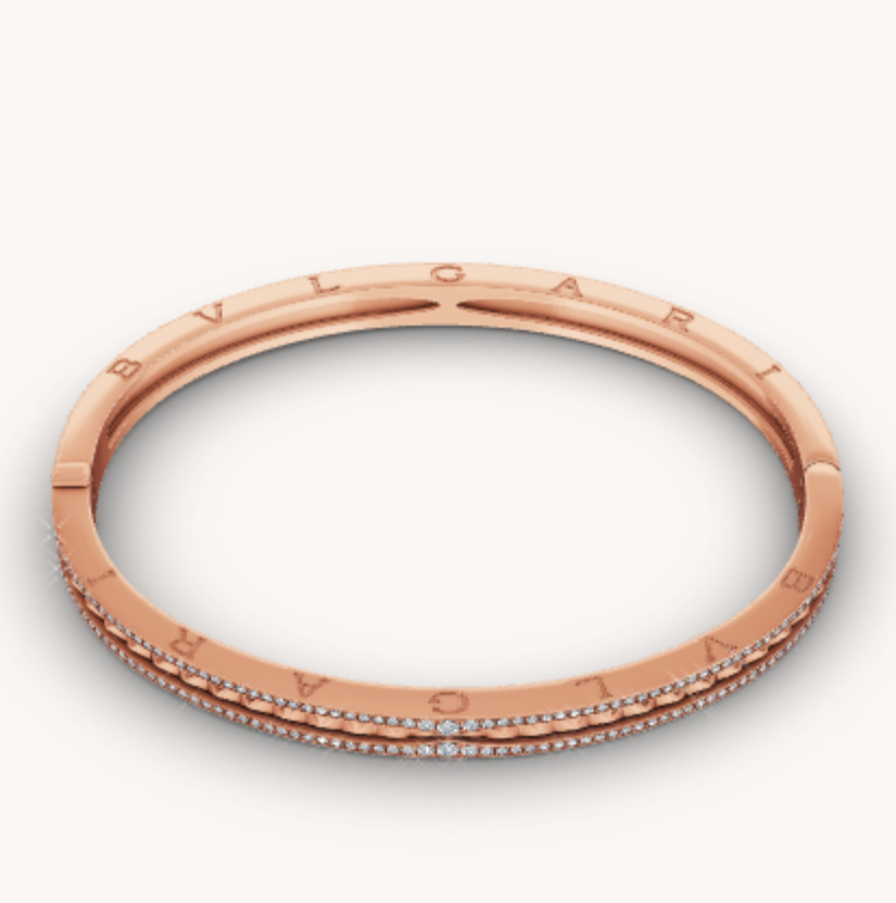 [Joyas Regalia] PULSERA DE ORO ROSA CON ESPIRAL Y DIAMANTES PAVÉ ZERO 1