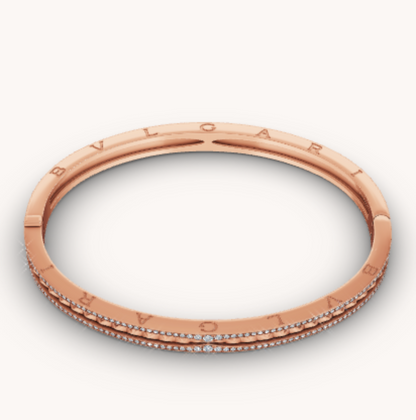 [Joyas Regalia] PULSERA DE ORO ROSA CON ESPIRAL Y DIAMANTES PAVÉ ZERO 1