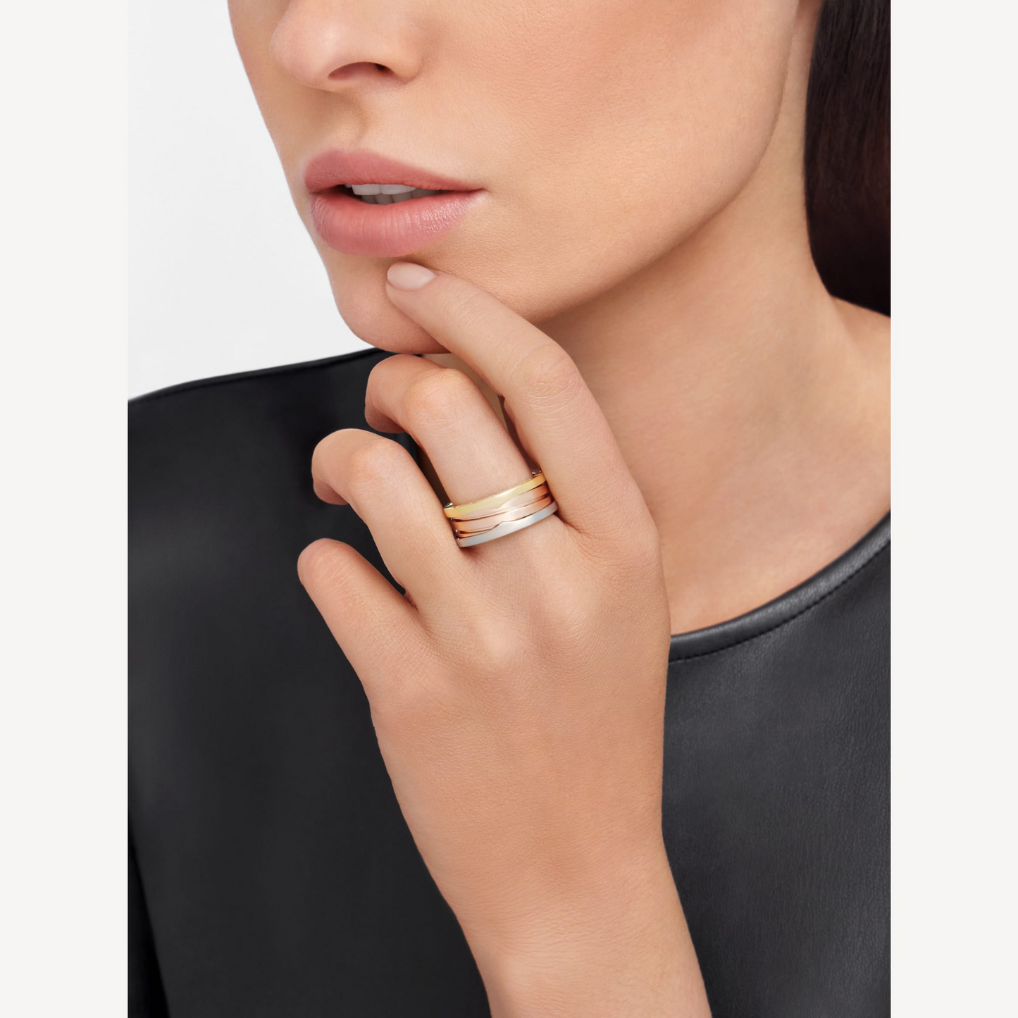 [Regalia jewelry]ZERO 1 THREE-BAND ROSE WHITE AND YELLOW RING