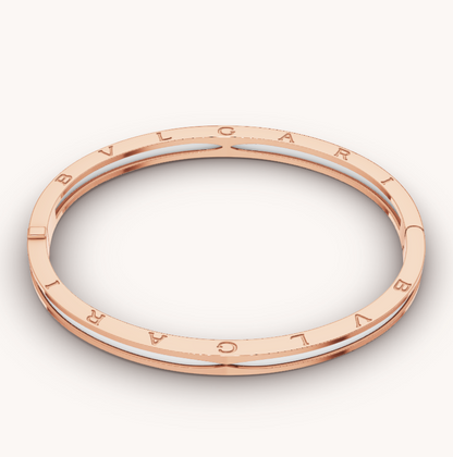 [Joyas Regalia] PULSERA ZERO 1 DE ORO ROSA CON CERÁMICA BLANCA