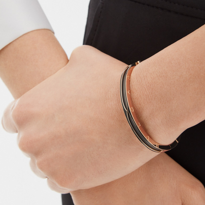 [Joyas Regalia] PULSERA ZERO 1 DE ORO ROSA CON CERÁMICA NEGRA MATE