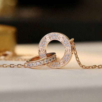 [Joyas Regalia] COLLAR LOVE DE 7,6 MM EN ORO ROSA Y PLATA CON DIAMANTES