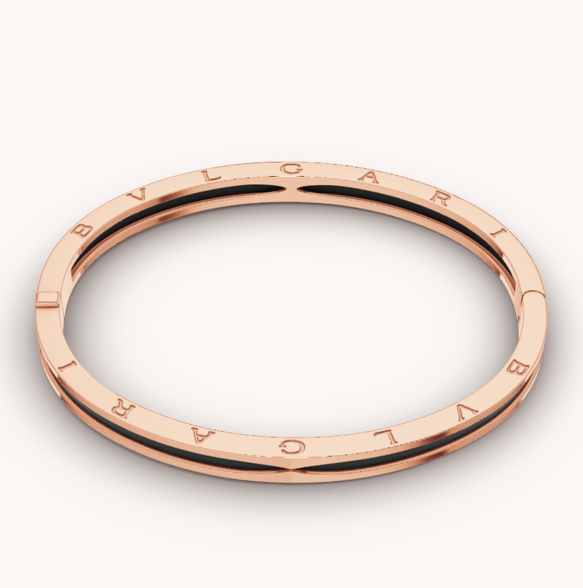 [Joyas Regalia] PULSERA ZERO 1 DE ORO ROSA CON CERÁMICA NEGRA