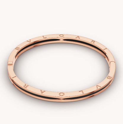 [Joyas Regalia] PULSERA ZERO 1 DE ORO ROSA CON CERÁMICA NEGRA