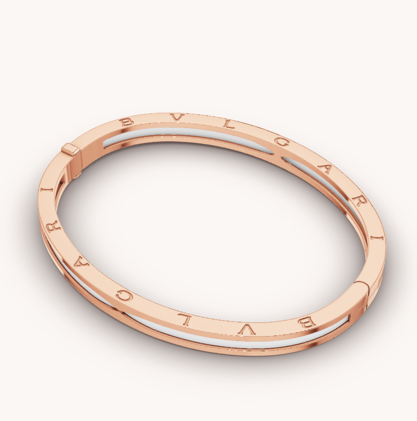 [Joyas Regalia] PULSERA ZERO 1 DE ORO ROSA CON CERÁMICA BLANCA