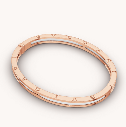 [Joyas Regalia] PULSERA ZERO 1 DE ORO ROSA CON CERÁMICA BLANCA