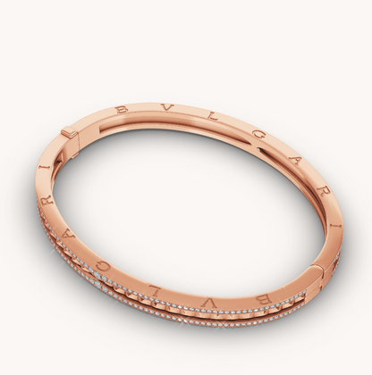 [Joyas Regalia] PULSERA DE ORO ROSA CON ESPIRAL Y DIAMANTES PAVÉ ZERO 1