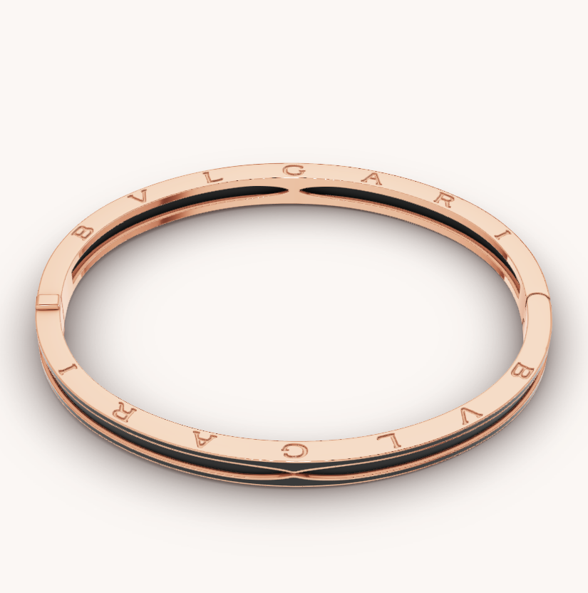 [Joyas Regalia] PULSERA ZERO 1 DE ORO ROSA CON CERÁMICA NEGRA MATE
