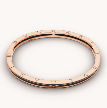 [Joyas Regalia] PULSERA ZERO 1 DE ORO ROSA CON CERÁMICA NEGRA MATE