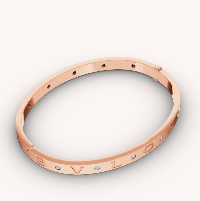 [Joyas Regalia] PULSERA ZERO 1 DE ORO ROSA CON 12 DIAMANTES
