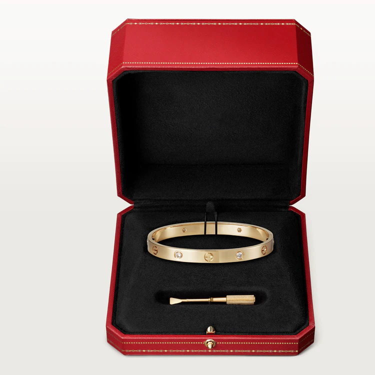 [Joyas Regalia] PULSERA LOVE 6.1MM 4 DIAMANTES 