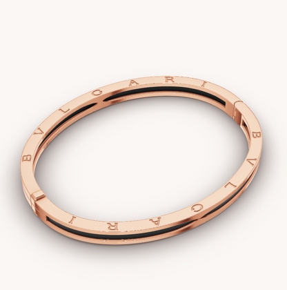 [Joyas Regalia] PULSERA ZERO 1 DE ORO ROSA CON CERÁMICA NEGRA