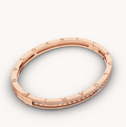 [Joyas Regalia] PULSERA DE ORO ROSA CON ESPIRAL Y DIAMANTES PAVÉ ZERO 1