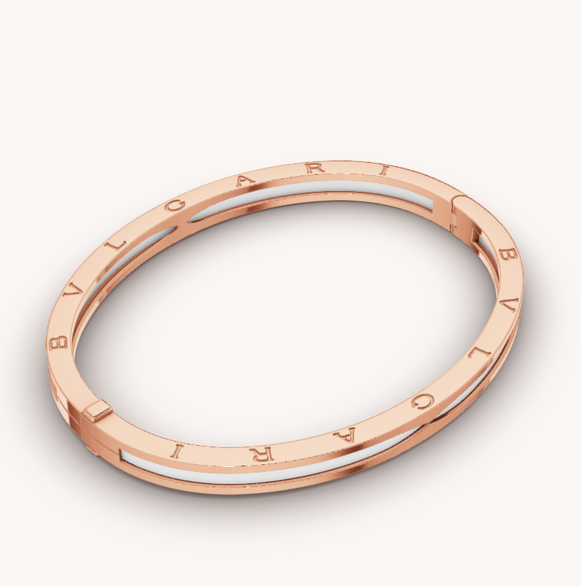 [Joyas Regalia] PULSERA ZERO 1 DE ORO ROSA CON CERÁMICA BLANCA