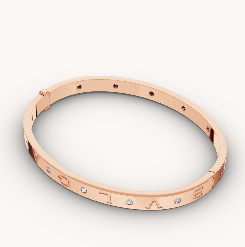 [Joyas Regalia] PULSERA ZERO 1 DE ORO ROSA CON 12 DIAMANTES