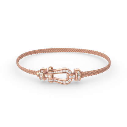 [Joyas Regalia] PULSERA DE CUERDA DE CADENA DE DIAMANTES CON HERRADURA PEQUEÑA FORCE