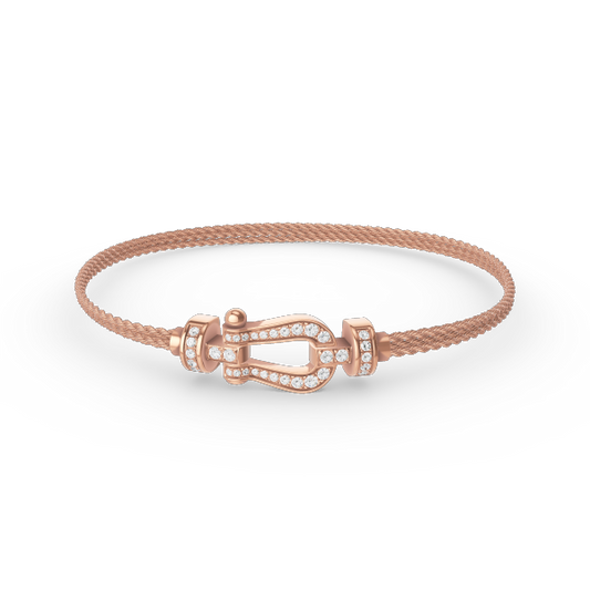 [Joyas Regalia] PULSERA DE CUERDA DE CADENA DE DIAMANTES CON HERRADURA PEQUEÑA FORCE