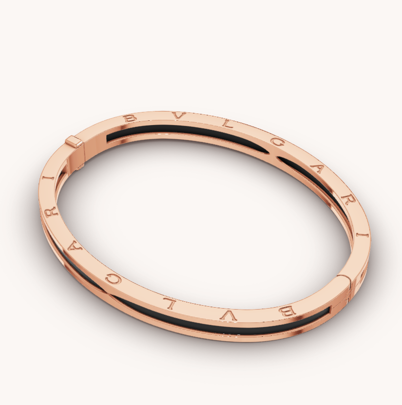 [Joyas Regalia] PULSERA ZERO 1 DE ORO ROSA CON CERÁMICA NEGRA