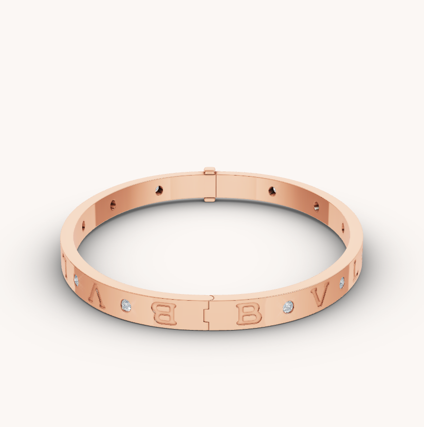[Joyas Regalia] PULSERA ZERO 1 DE ORO ROSA CON 12 DIAMANTES