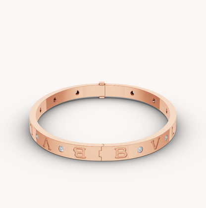 [Joyas Regalia] PULSERA ZERO 1 DE ORO ROSA CON 12 DIAMANTES