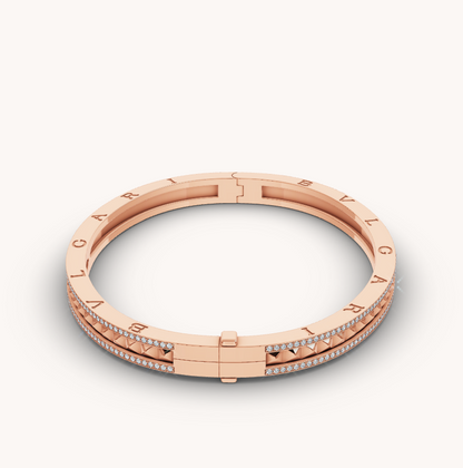 [Joyas Regalia] PULSERA DE ORO ROSA CON ESPIRAL Y DIAMANTES PAVÉ ZERO 1