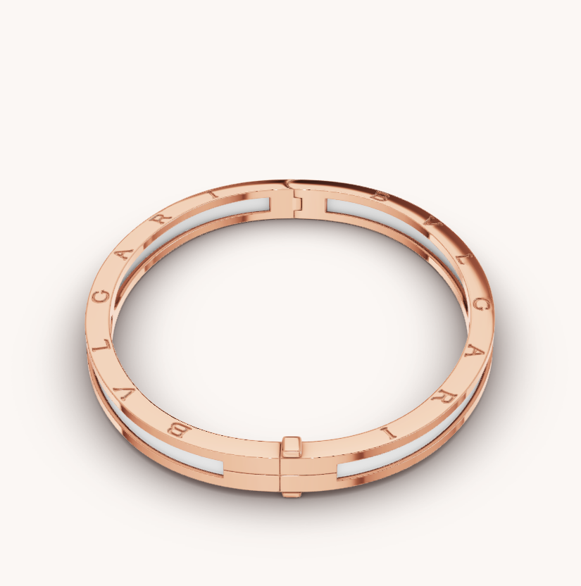 [Joyas Regalia] PULSERA ZERO 1 DE ORO ROSA CON CERÁMICA BLANCA