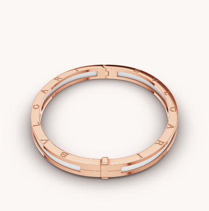 [Joyas Regalia] PULSERA ZERO 1 DE ORO ROSA CON CERÁMICA BLANCA