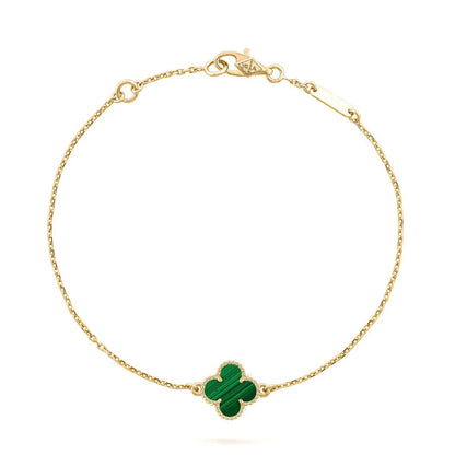 [Joyas Regalia]Pulsera de trébol de malaquita con un motivo