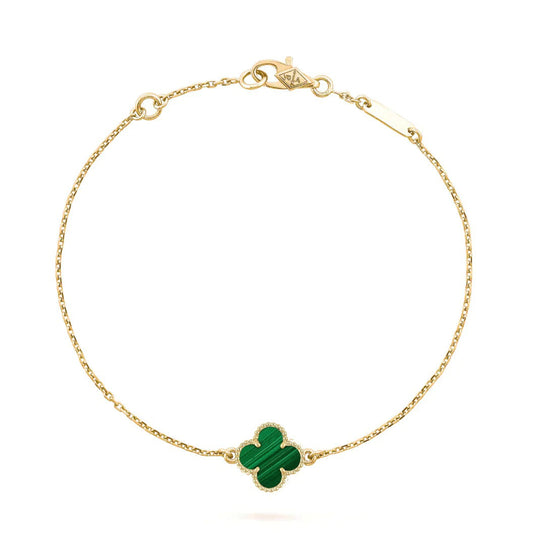 [Joyas Regalia]Pulsera de trébol de malaquita con un motivo