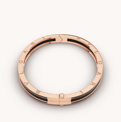 [Joyas Regalia] PULSERA ZERO 1 DE ORO ROSA CON CERÁMICA NEGRA MATE