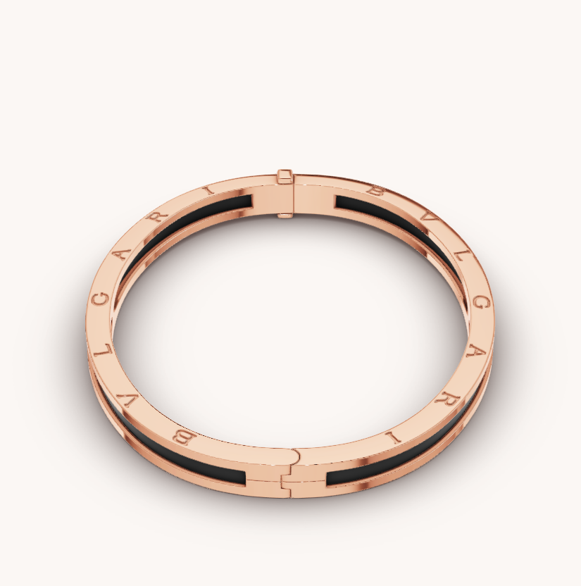 [Joyas Regalia] PULSERA ZERO 1 DE ORO ROSA CON CERÁMICA NEGRA