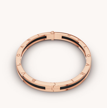 [Joyas Regalia] PULSERA ZERO 1 DE ORO ROSA CON CERÁMICA NEGRA