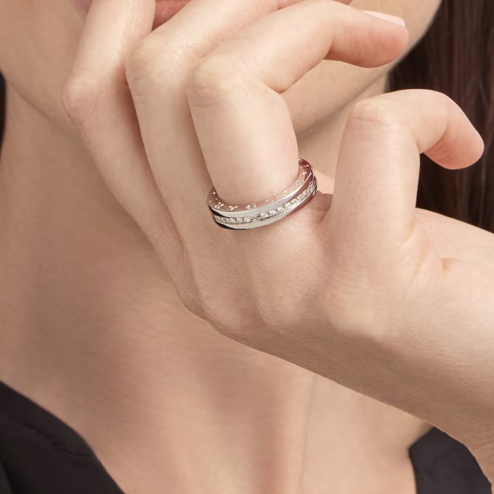 [Regalia jewelry]ZERO 1 ONE-BAND PAVED DIAMONDS ON THE SPIRAL RING
