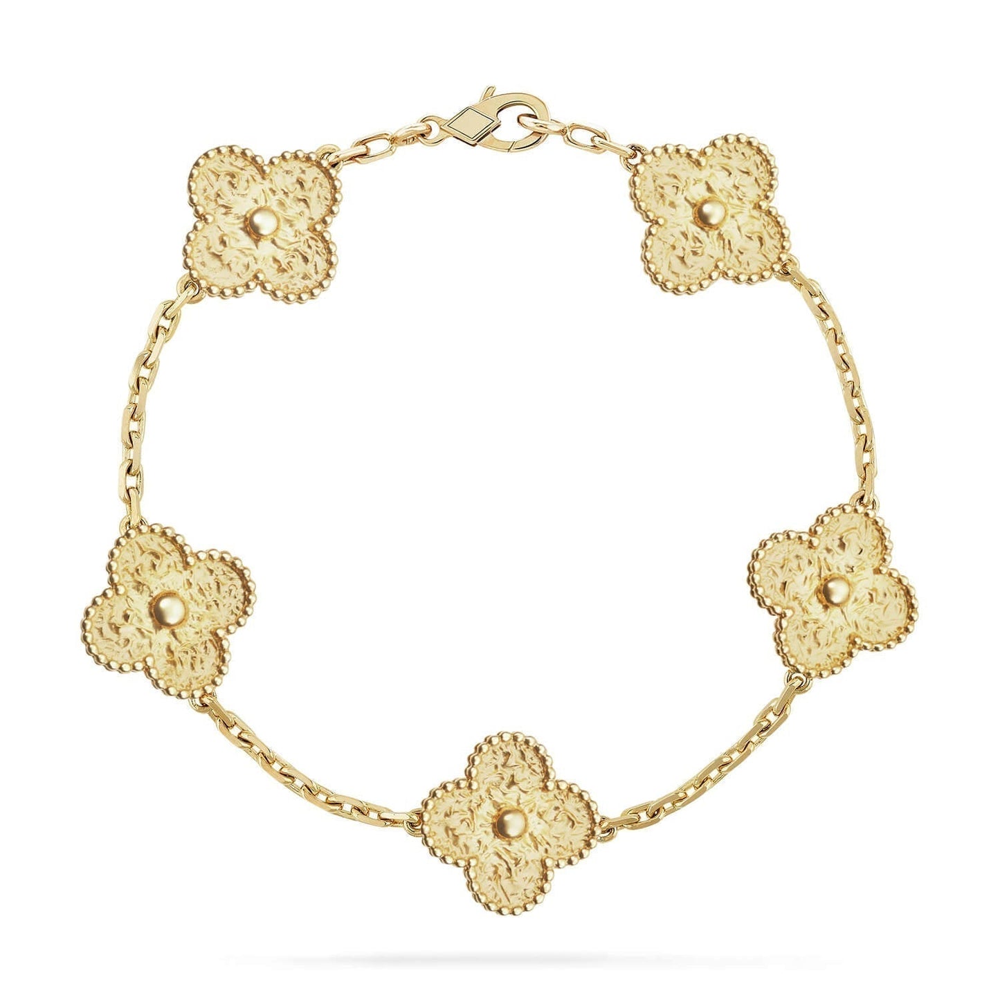 [Joyas Regalia] PULSERA BRONCEADA CON 5 MOTIVOS DE TRÉBOL 