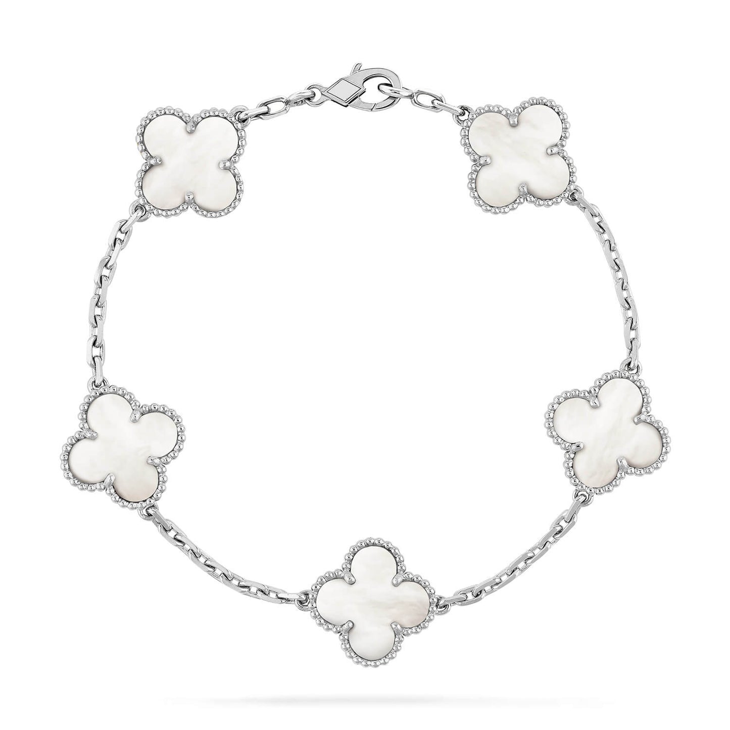[Joyas Regalia] PULSERA DE PLATA CON 5 MOTIVOS DE TRÉBOL 