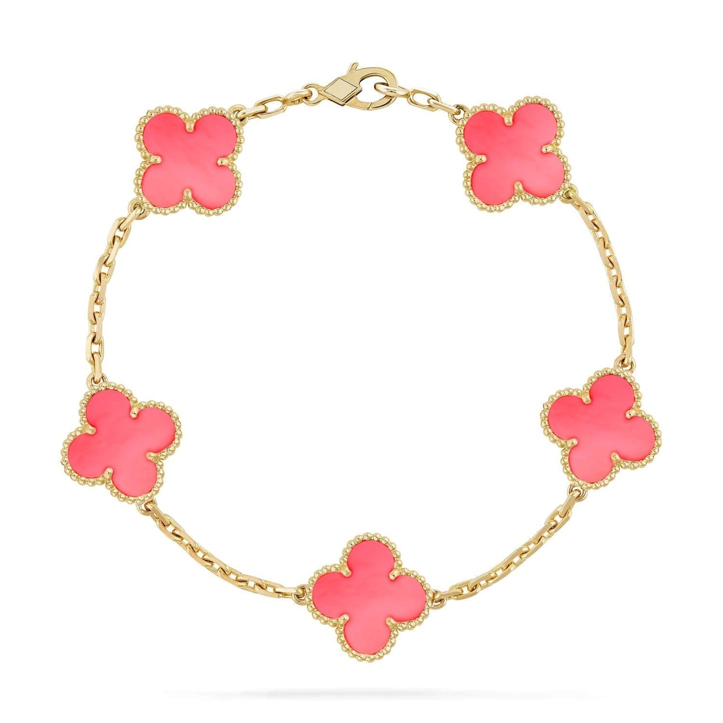 [Joyas Regalia] PULSERA TRÉBOL 5 MOPA ROSA