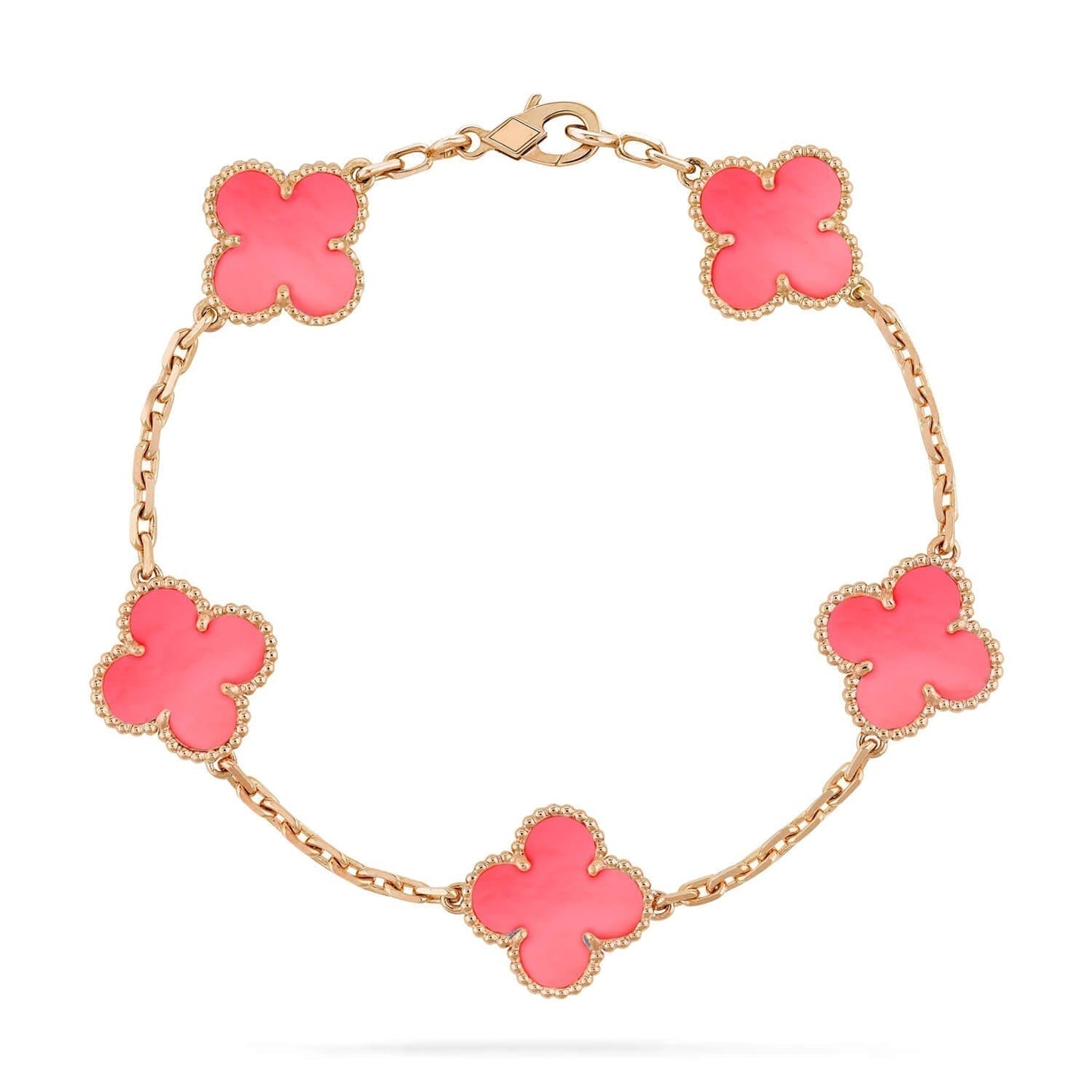 [Joyas Regalia] PULSERA TRÉBOL 5 MOPA ROSA