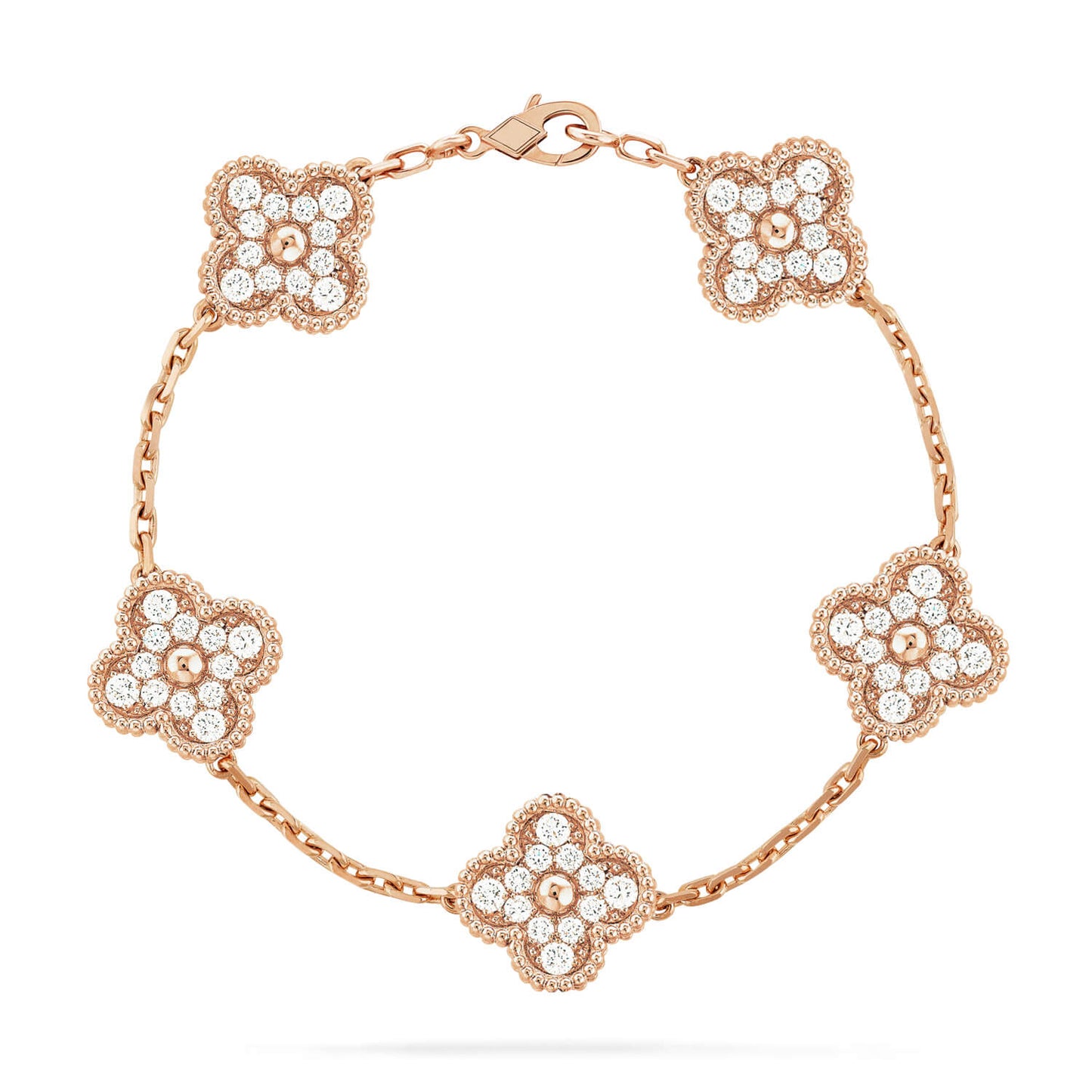 [Joyas Regalia] PULSERA DE DIAMANTES CON 5 MOTIVOS DE TRÉBOL