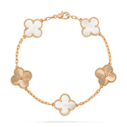 [Joyas Regalia] PULSERA LÁSER DE TRÉBOL CON 5 MOTIVOS DE MOPA BLANCA