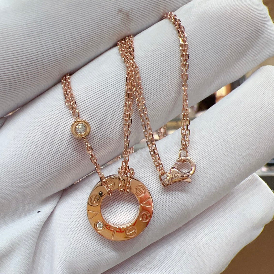 [Regalia jewelry]LOVE NECKLACE 16MM 2 DIAMONDS