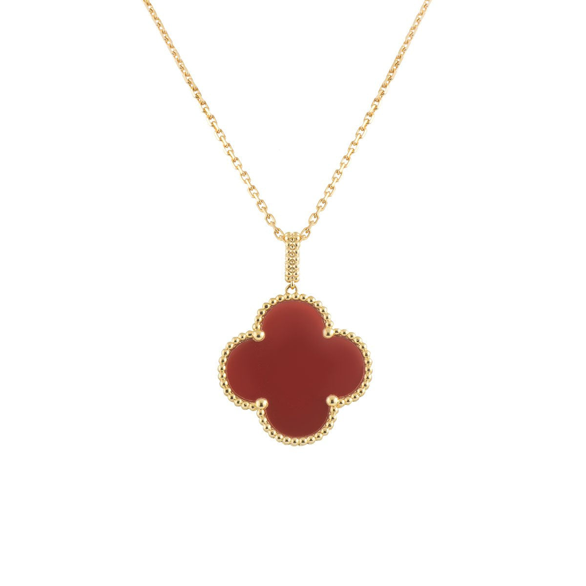 [Joyas Regalia] COLLAR TRÉBOL 25MM ORO CORNALINA